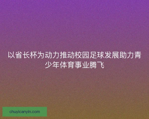 以省长杯为动力推动校园足球发展助力青少年体育事业腾飞
